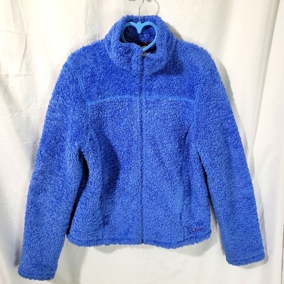 L.L. BEAN Cute Polartec Teddy Jacket in Electric Blue Women's Small - Picture 4 of 9